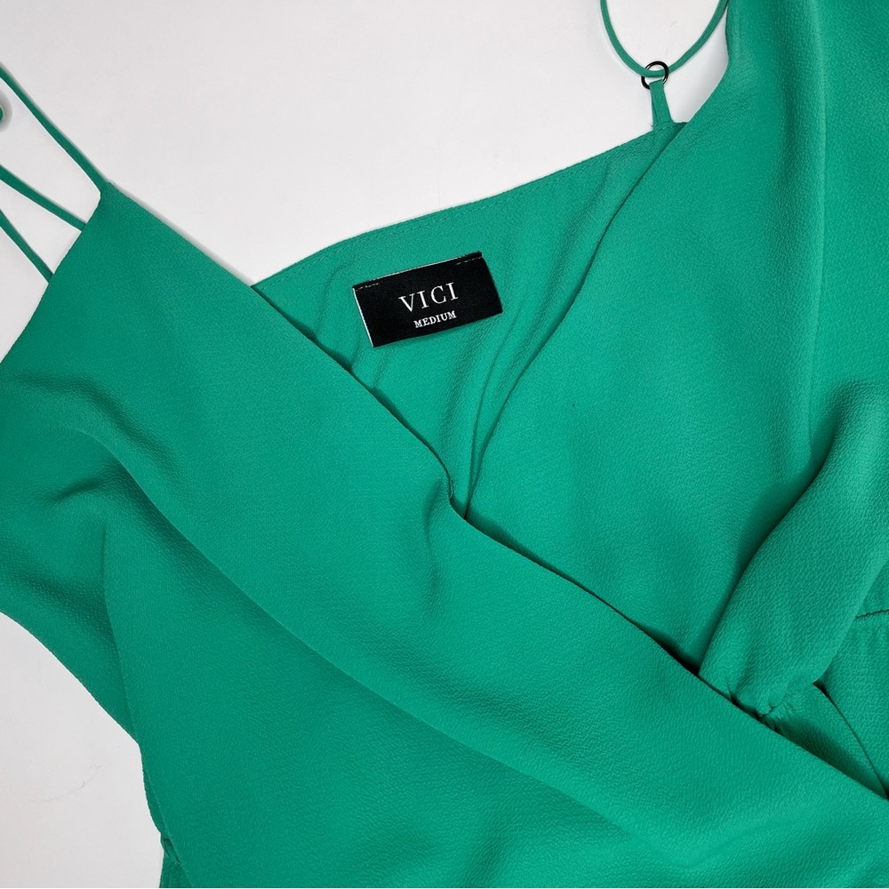 VICI Green Sleeveless Wrap Tie Mini Dress Medium - Picture 4 of 6
